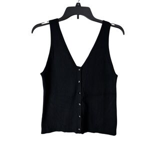 Madewell sleeveless ribbed button front v-neck sweater vest tank top size XL NEW